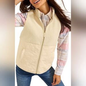 Tommy Bahama Mixed Media Cream Vest Sz Small